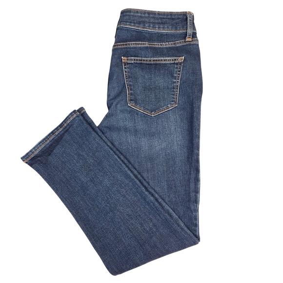 St. John's Bay Womens Straight Leg Jeans Sz 12 Whiskered Dark Wash Denim Comfort - Picture 1 of 11